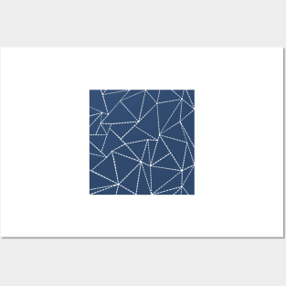 Ab Dot Lines Navy Blue Posters and Art